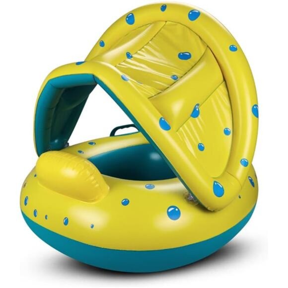 Baby Pool Float, Topist‎ Baby Inflatable Swimming Ring with Adjustable Sun Shade - Picture 3 of 6